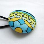 Ponytail Holder, Turquoise Yellow Lime 