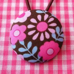 XL Ponytail Holder, Brown with Flowers
