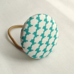 Ponytail Holder, Teal Clouds