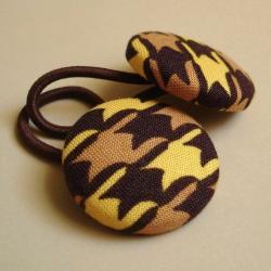 Brown and Gold Houndstooth Ponytail Buttons