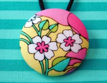 Ponytail Holder, Yellow with Flowers